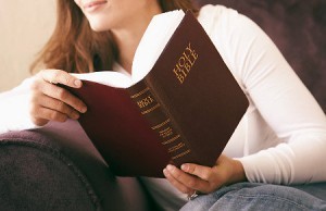 woman studying Bible